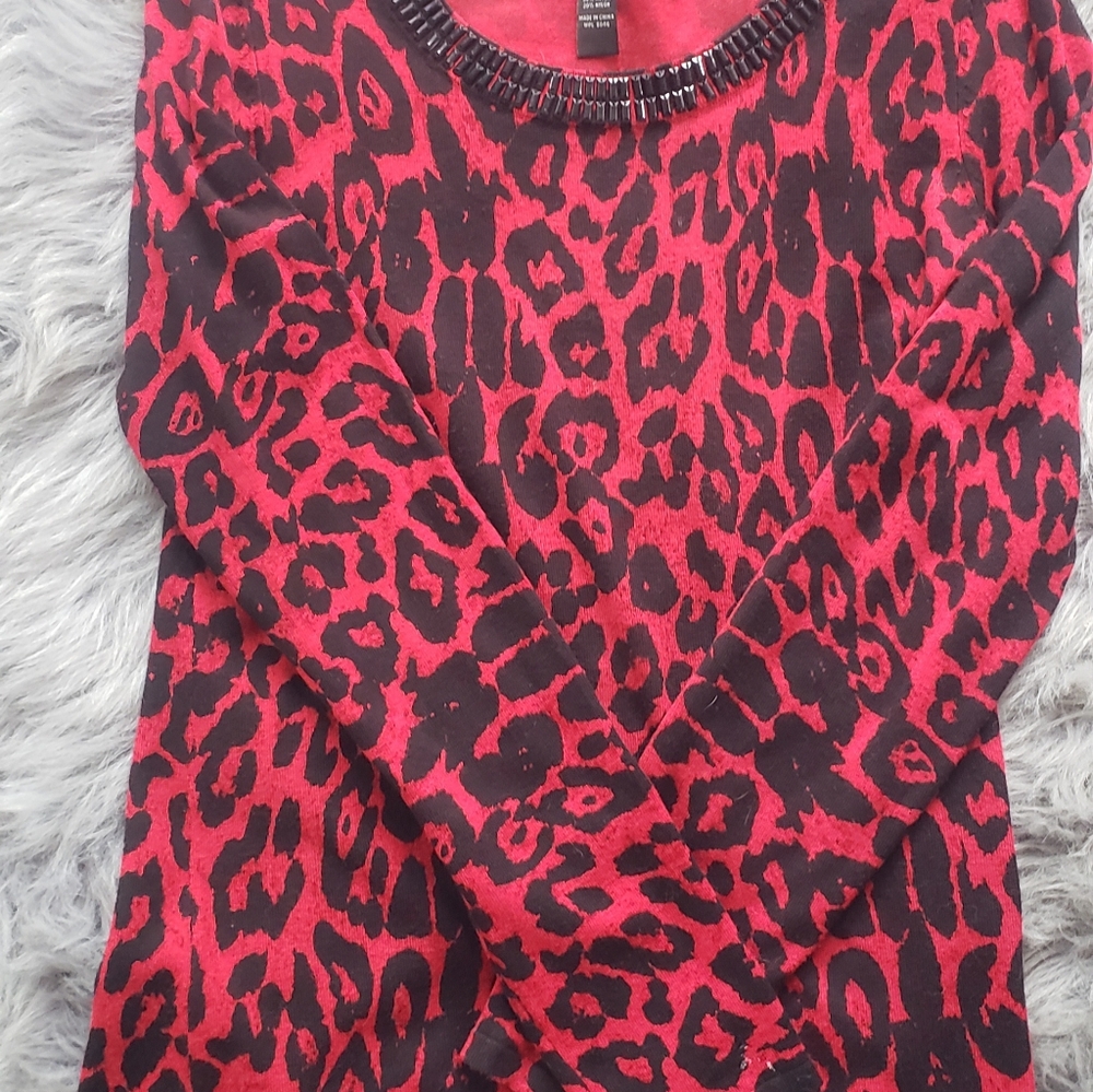 Cardigan ,black beaded neck, size M. INC brand.